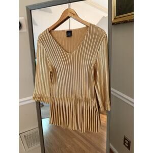 Vintage Mini Pleats Gold stretchy top One Size Fits All